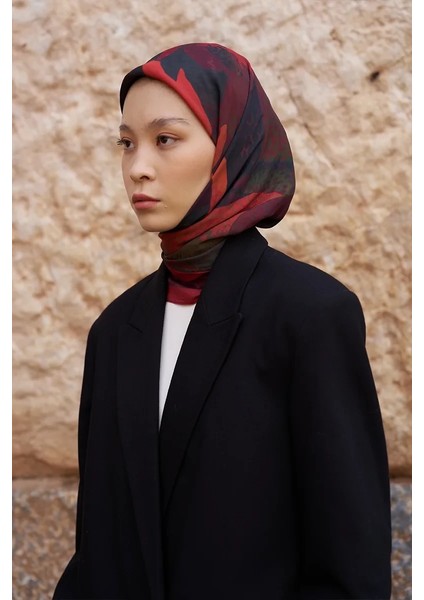 Bordo Ed Scarf Glaze Vase Desen Eşarp