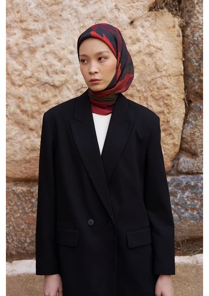 Bordo Ed Scarf Glaze Vase Desen Eşarp