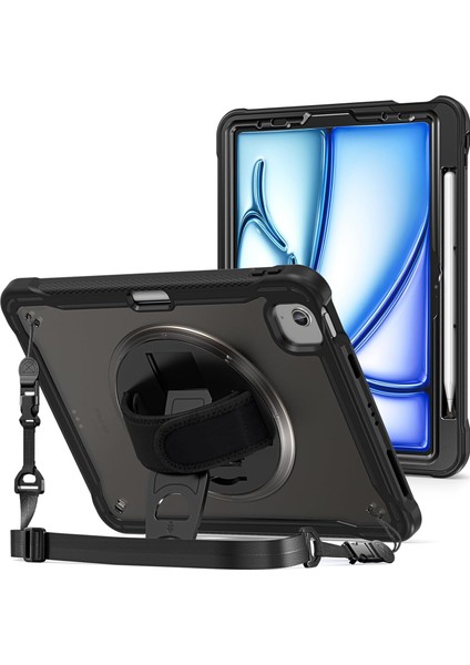 Apple iPad Air 11 2025 M3 (A3266-A3267) ile Uyumlu Yüksek Korumalı Askı Kayışlı Tablet Silikon Kılıf