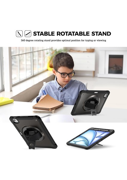 Apple iPad Air 11 2025 M3 (A3266-A3267) ile Uyumlu Yüksek Korumalı Askı Kayışlı Tablet Silikon Kılıf