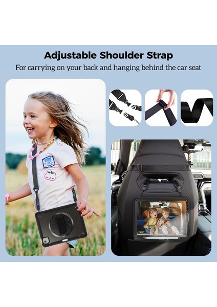 Apple iPad Air 11 2025 M3 (A3266-A3267) ile Uyumlu Yüksek Korumalı Askı Kayışlı Tablet Silikon Kılıf