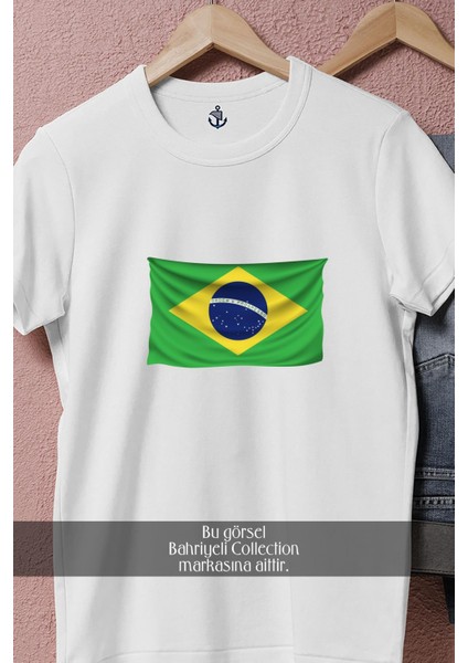 Oversize Brezilya Bayrağı Tasarımlı Unisex T-Shirt fiyatları