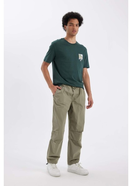 %100 Pamuk Yazlık Jogger Pantolon Wide Leg Bol Rahat Kesim Paraşüt Beli Bağcıklı Geniş Bol Paça C9151AX24AU fırsatları