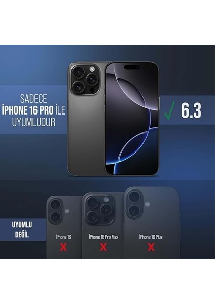 iPhone Için Kılıf Kamera Korumalı Magsafe Wireless Şarj Özellikli Mat Şeffaf Renkli Kılıf (Iphone 16 Pro Siyah)