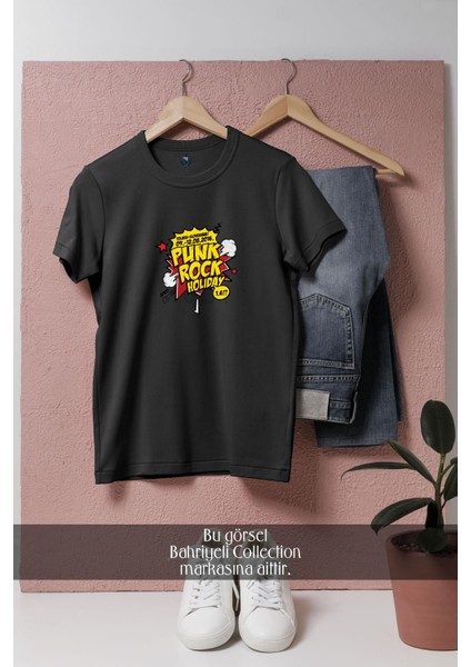 Oversize Punk Rock Holiday Tasarımlı Unisex T-Shirt