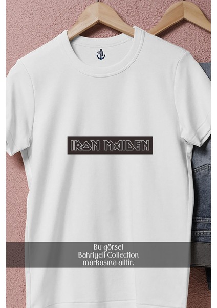 Oversize Simple Black Iron Maiden Yazısı Tasarımlı Unisex T-Shirt fiyatları