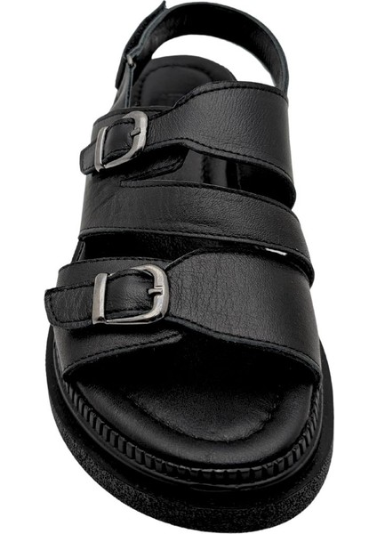 Bellune | Kadın Hakiki Deri Cırt Cırtlı Sandalet - Siyah - 40 modelleri