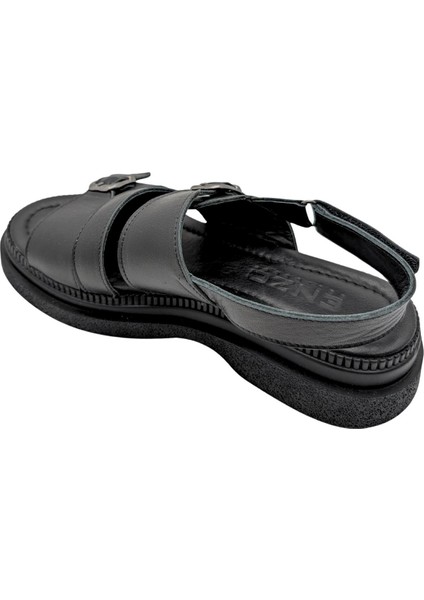 Bellune | Kadın Hakiki Deri Cırt Cırtlı Sandalet - Siyah - 40 indirimleri