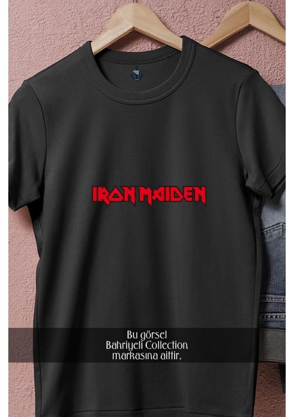 Oversize Red Iron Maiden Yazısı Tasarımlı Unisex T-Shirt fiyatları