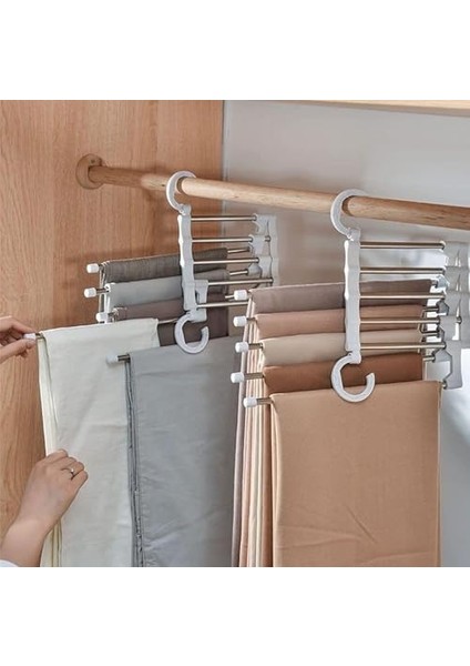 Çok Amaçlı Katmanlı Askılık Organizer, Dolap Içi Hareketli Pantolon, Kravat ve Şal Askı Sistemi