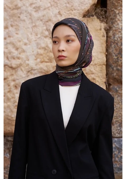 Mor Ed Scarf Glaze Chain Desen Eşarp