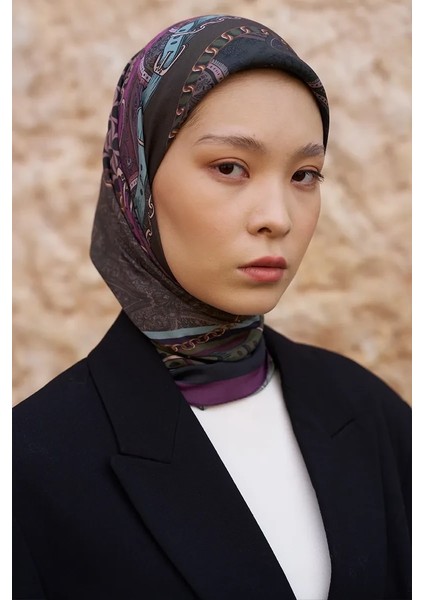 Mor Ed Scarf Glaze Chain Desen Eşarp