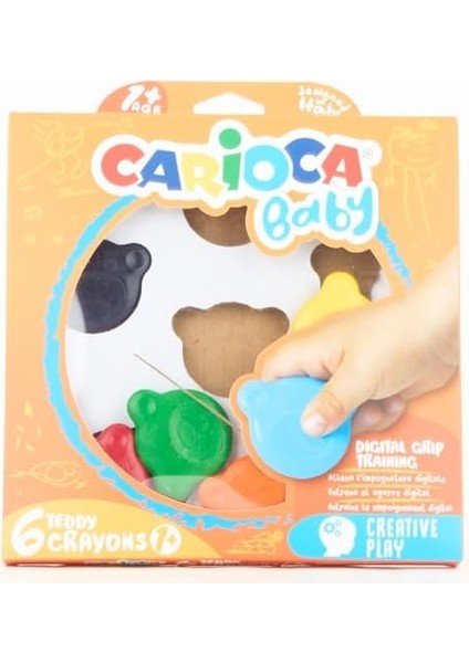 Teddy Bebek Crayons 6'lı Boya, +1 Yaş, Yıkanabilir, Çok Renkli