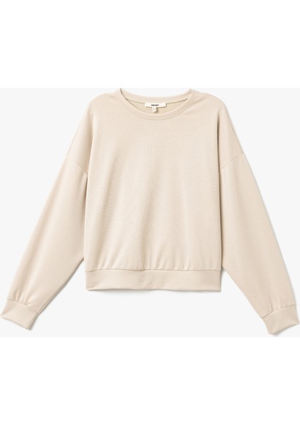 Yeni Sezon Modal Kumaş Bisiklet Yaka Uzun Kollu Basic Sweatshirt
