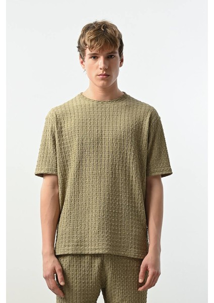 Bisiklet Yaka Dokulu Erkek T-Shirt