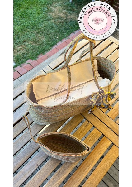 Antik Dikdörtgen 2li Takım Plaj Çantası , El Çantası Clutch, Totebag, Kadın, Yazlık, fırsatları