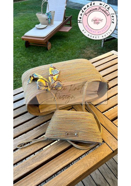 Antik Dikdörtgen 2li Takım Plaj Çantası , El Çantası Clutch, Totebag, Kadın, Yazlık, indirimleri