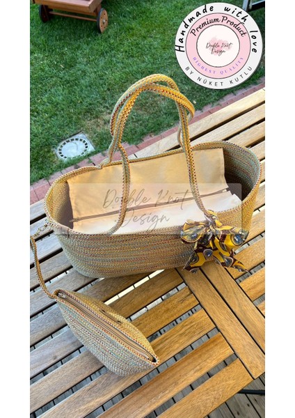 Antik Dikdörtgen 2li Takım Plaj Çantası , El Çantası Clutch, Totebag, Kadın, Yazlık,