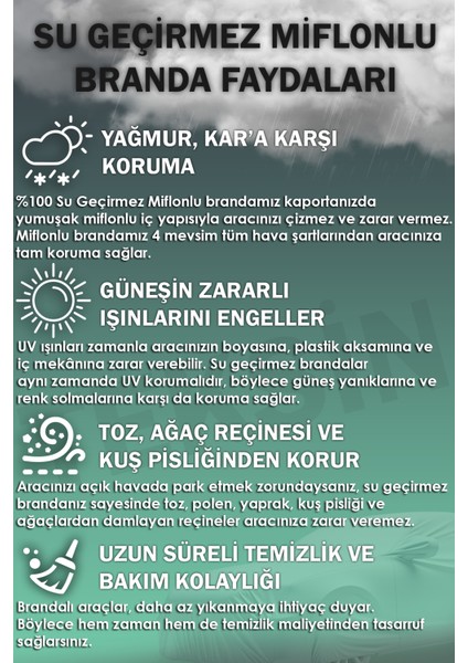 Toyota Corolla (2001 - 2006) Oto Branda Su Geçirmez Miflonlu Araba Brandası Klipsli Araba Çadırı indirimleri