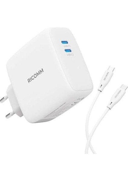 100W Gan 2 Portlu Usb-C Şarj Aleti Qc5.0 Pd Type-C Hızlı Şarj Cihazı + 100W Şarj Kablosu