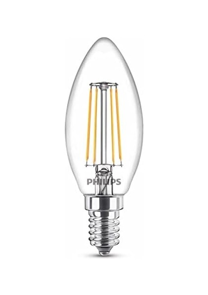 LED Classic 40W B35 LED Mum Filament Ampul, 2700K Sarı Işık, E14 Ince Duy, Dim Edilmez, 2'li Ekopaket