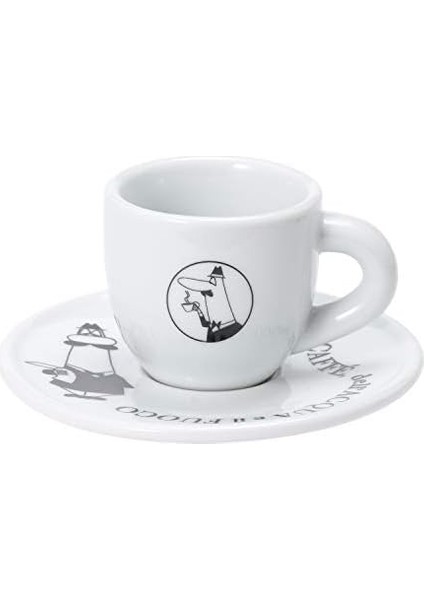 - 4'lü Espresso Fincan Seti - Carousel - Siyah Beyaz Karma Renk - Porselen