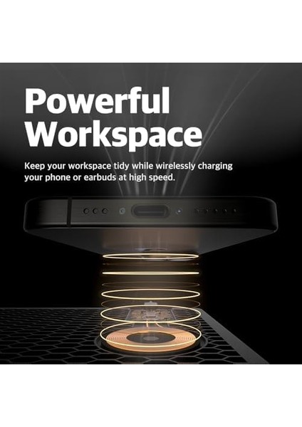 H3 - Iphone, Airpod, Samsung Galaxy (Toz Gri) ile Dizüstü Bilgisayarlar Için Taşınabilir Qi Kablosuz Şarj Mouse Pad Mat