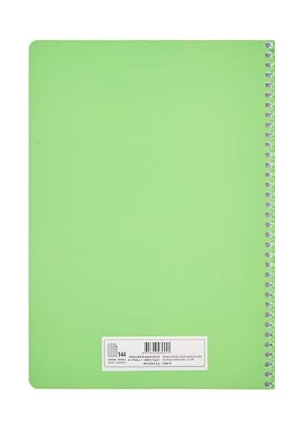 Pruva A4 Pet Spiralli Karton Kapaklı Defter 144 Yaprak - Kareli - Yeşil