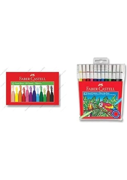12'li Pastel Boya& Faber-Castell 12'li Keçeli Kalem & Faber-Castell 12'li Suluboya 3'lü Boyama Seti