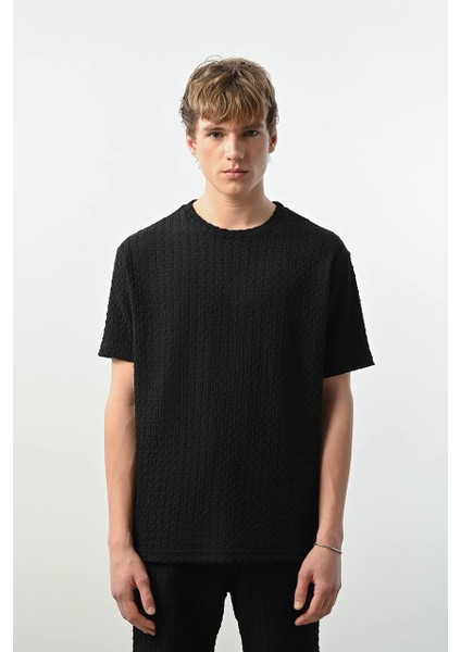 Bisiklet Yaka Dokulu Erkek T-Shirt
