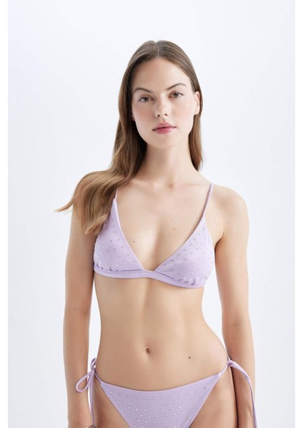 Regular Fit Desenli Üçgen Bikini Üstü-Fall in Love C4421AX24HS