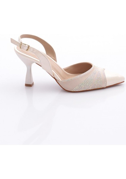 01 Kadin Silver Taşli Sivri Burun Topuklu Ayakkabi