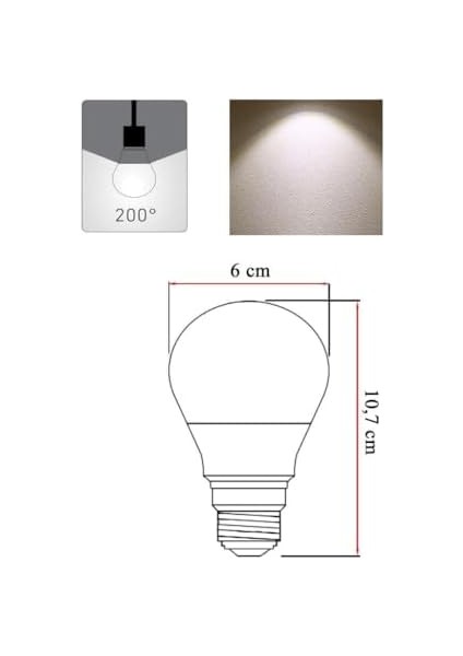 8,5W (60W) LED Ampul 4000K - Gün Işığı E27 LED Lambası