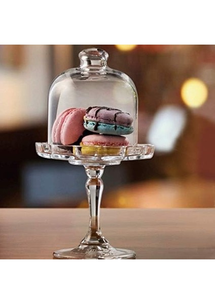Mini Patisserie Ayaklı Cam Kapaklı Servis Tabağı