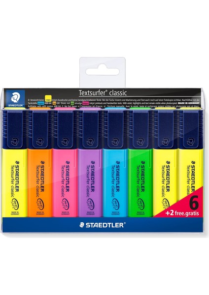 364-A Wp8 Textsurfer Classic Fosforlu Kalem 8'li Blister (6 Renk + 2 Renk Bedelsiz)
