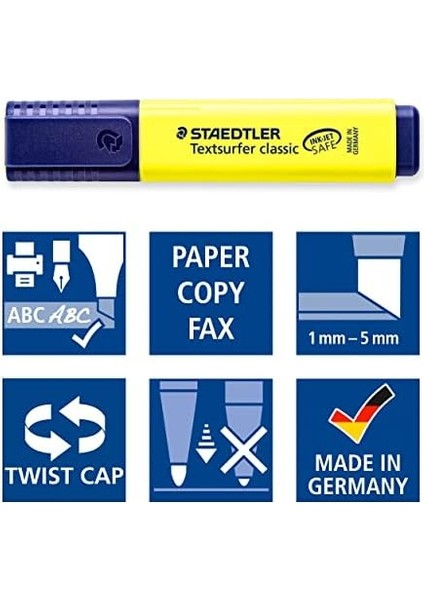 364-A Wp8 Textsurfer Classic Fosforlu Kalem 8'li Blister (6 Renk + 2 Renk Bedelsiz)