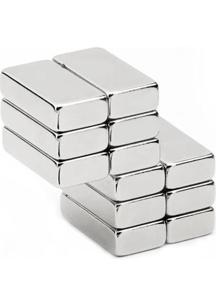Magneteksan 20X10X5 mm Neodyum Mıknatıs, Çok Güçlü Dikdörtgen Neodymium Magnet - 4 Adet Set