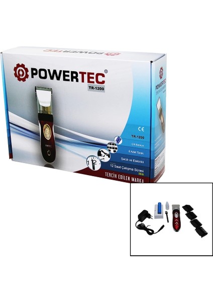 Powertec TR-1200 Şarjlı Traş Makinası Yedek Bataryalı (5047)
