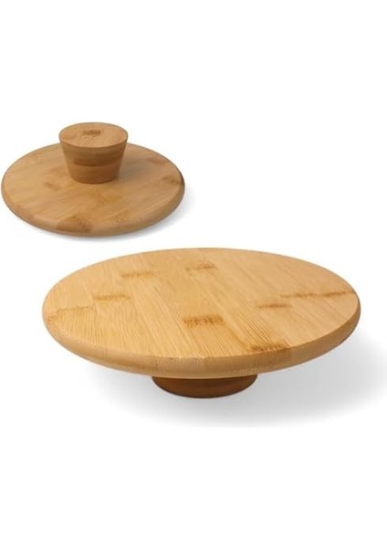 Ayaklı Yüksek Bambu Sunum Tabağı | Yükseltici Ayaklı Bambu Sunum Tepsisi - Doğal, Şık ve Dayanıklı (20CM*20CM*6CM)