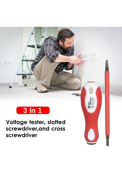 500V Izoleli Tornavida Voltaj Test Cihazı 2'si 1 Arada Tersinir Manyetik Yivli ve Çapraz Tornavida Elektroprob Devre Testi Için Çoklu Tornavidalar (Yurt Dışından)