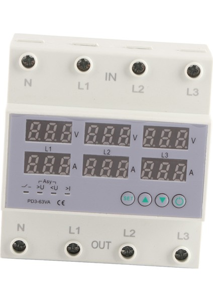 3 Fazlı Dın Ray Voltmetre Ampermetre Otomatik Aşırı Gerilim Aşırı Akım Koruyucusu Ac 390‑500V 40A (Yurt Dışından)