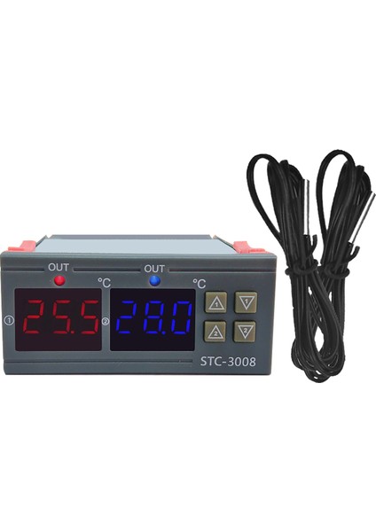 Dijital Ekran Sıcaklık Kontrol Cihazı Mikrobilgisayar Akıllı Çift Kontrol Ayarlanabilir Anahtar 12V (Yurt Dışından)