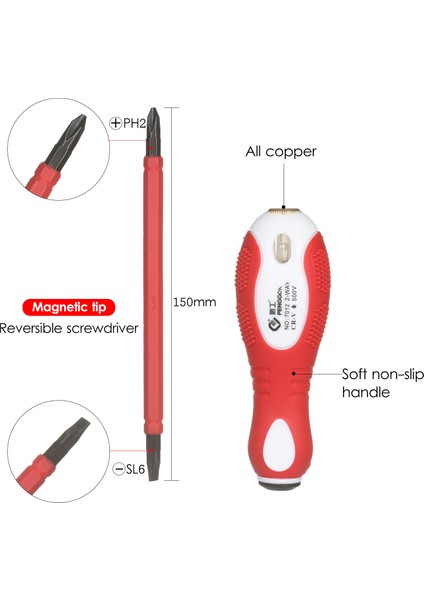 500V Izoleli Tornavida Voltaj Test Cihazı 2'si 1 Arada Tersinir Manyetik Yivli ve Çapraz Tornavida Elektroprob Devre Testi Için Çoklu Tornavidalar (Yurt Dışından) fırsatları