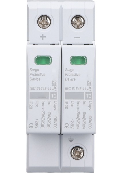 Dc Solar Pv Aşırı Gerilim Koruyucu 2p 10 Ila 20KA 35MM Dın Ray Montajı Fotovoltaik Aşırı Gerilim Koruyucu Cihaz 1000VDC (Yurt Dışından)