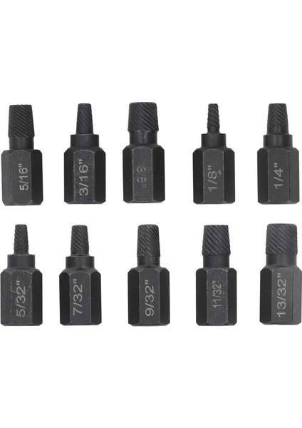 10 Adet Kırık Vida Çıkarma Seti 1/4 7/32 3/16 5/32 1/8 13/32 3/8 11/32 5/16 9/32IN Somun Cıvata Için Hasarlı Vida Çıkarıcı (Yurt Dışından)