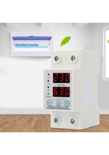 Çift LED Ekran Tek Fazlı Ayarlanabilir Voltaj Akım Koruyucu AC230V 63A (Yurt Dışından) fırsatları