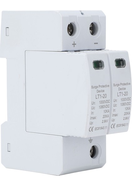 Aşırı Gerilim Koruma Cihazı 2p Pc 35MM Ray Montajlı Ev Gerilim Koruyucu DC1000V 10KA‑20KA (Yurt Dışından)