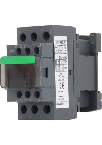 32A 380V Ac Kontaktör Pc Kabuk Bakır Gümüş Alaşımlı Kontaklar Güçlü Yataklı Elektrik Kontaktörü 1no 1nc AC220V (Yurt Dışından)