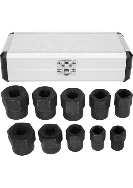 10 Adet Somun Sökme Aleti Seti Kırık 9‑19MM Somunlar Için Hasarlı Çıkarıcı Alüminyum Kutulu (Yurt Dışından)