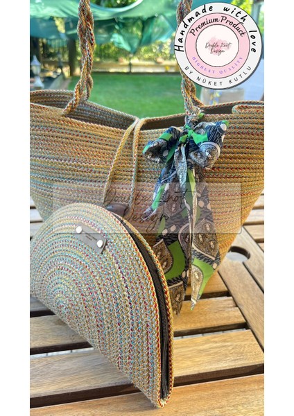 Antik 2li Takım Plaj Çantası , El Çantası Clutch, Totebag, Kadın, Yazlık, indirimleri